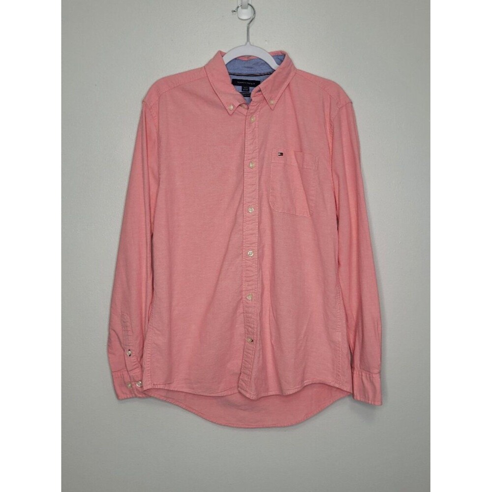 Tommy Hilfiger pink button front long sleeve preppy old money top size large